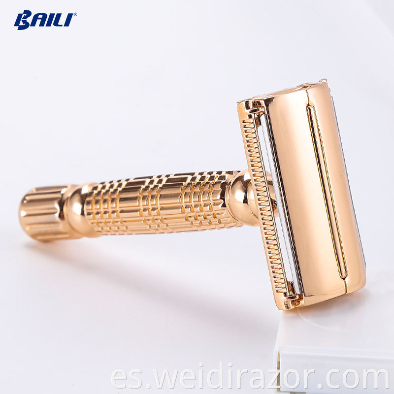 Maquinilla de afeitar de seguridad de doble filo de acero inoxidable de metal recto para hombre para cara Navaja De Afeitar